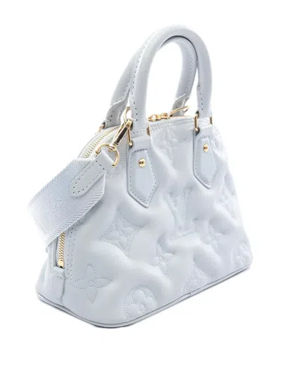 Pre-owned Louis Vuitton 2021-2025 Monogram Calfskin Bubblegram Alma Bb Satchel In Blue