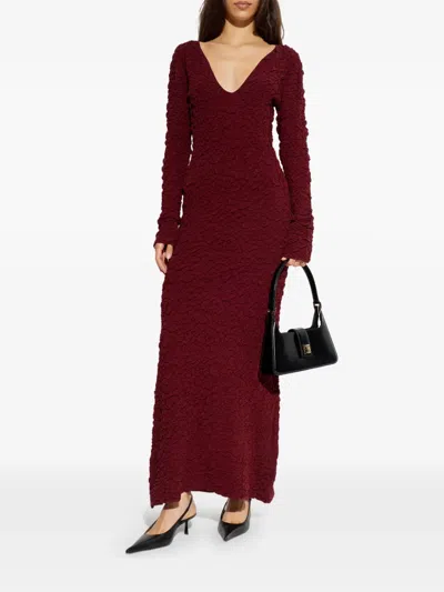 By Malene Birger Venus Long Sleeve Texture Dress In Brown