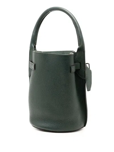 Pre-owned Celine 2018-2025 Nano Leather Big Bucket Bag Satchel In Green