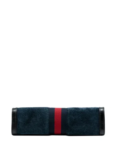 Pre-owned Gucci 2016-2025 Small Suede Ophidia Chain Crossbody Bag In Blue