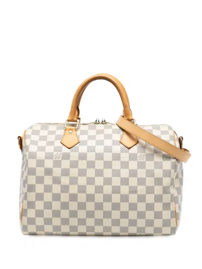Pre-owned Louis Vuitton 2014 Damier Azur Speedy Bandouliere 30 Satchel In White