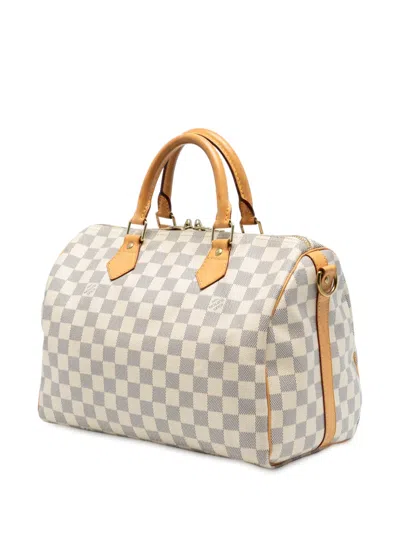 Pre-owned Louis Vuitton 2014 Damier Azur Speedy Bandouliere 30 Satchel In White