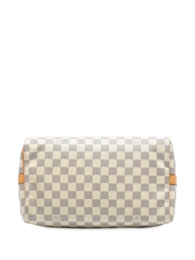 Pre-owned Louis Vuitton 2014 Damier Azur Speedy Bandouliere 30 Satchel In White