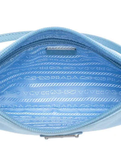 Pre-owned Prada 2013-2025 Re Nylon Pochette Shoulder Bag In Blue