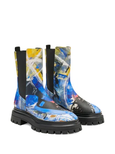 Stuart Weitzman X Kidsuper 50mm Bedford Artwork Lug-sole Chelsea Boots In Animal Print