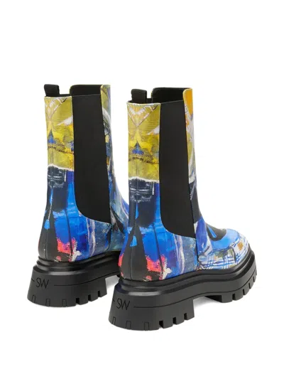 Stuart Weitzman X Kidsuper 50mm Bedford Artwork Lug-sole Chelsea Boots In Animal Print