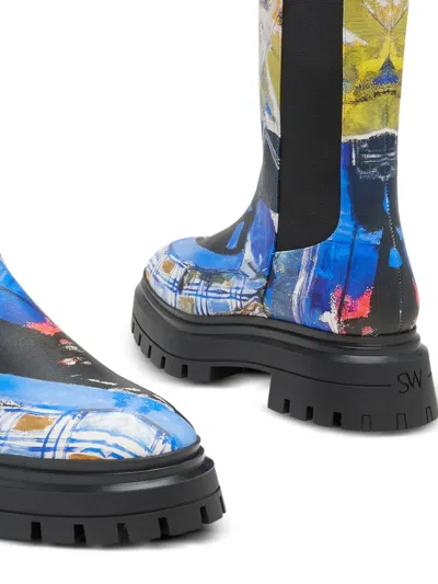 Stuart Weitzman X Kidsuper 50mm Bedford Artwork Lug-sole Chelsea Boots In Animal Print