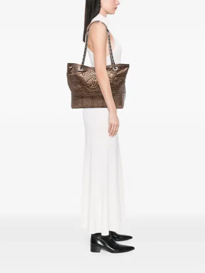 Pre-owned Chanel 2008-2009 Distressed Calfskin Shopping In Moscow Tote Bag In Brown