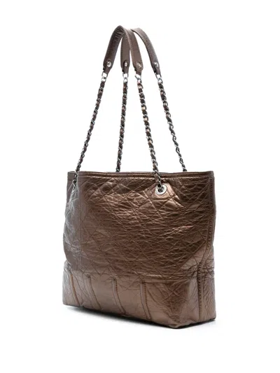 Pre-owned Chanel 2008-2009 Distressed Calfskin Shopping In Moscow Tote Bag In Brown