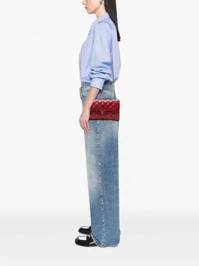 Pre-owned Chanel 2013-2014 Small Quilted Lambskin Citizen Zip Flap Crossbody Bag In Red