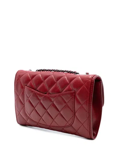 Pre-owned Chanel 2013-2014 Small Quilted Lambskin Citizen Zip Flap Crossbody Bag In Red