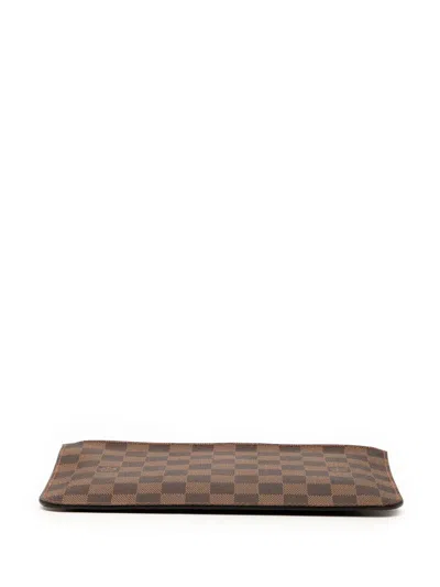 Pre-owned Louis Vuitton 2019 Damier Ebene Neverfull Mm Pouch In Brown