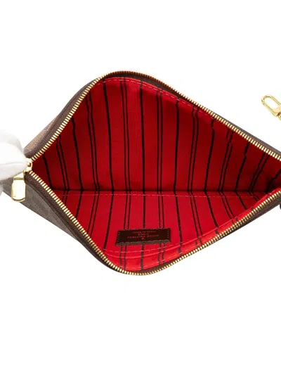 Pre-owned Louis Vuitton 2019 Damier Ebene Neverfull Mm Pouch In Brown