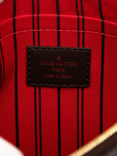Pre-owned Louis Vuitton 2019 Damier Ebene Neverfull Mm Pouch In Brown