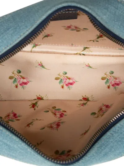 Pre-owned Gucci 2016-2025 Small Gg Marmont Matelasse Denim Pearly Crossbody Bag In Blue