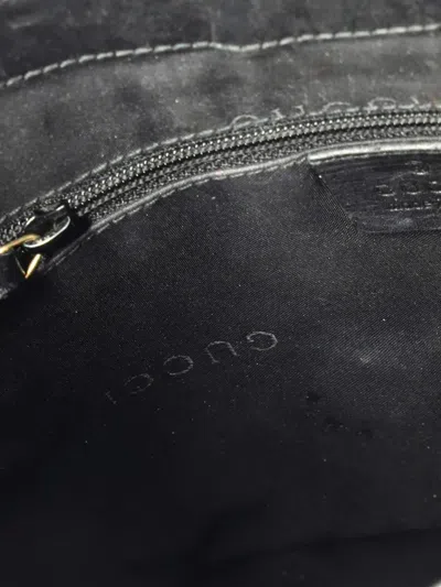 Pre-owned Gucci Vintage G Hobo Gg Canvas And Leather Shoulder Bag In Black