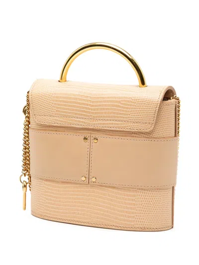 Pre-owned Chloé 2020 Lizard Embossed Leather Aby Lock Satchel In Brown