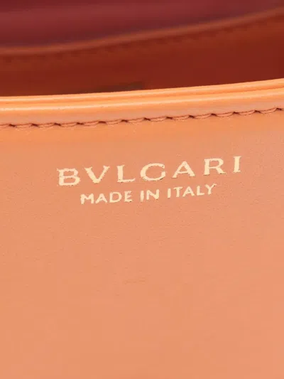 Pre-owned Bvlgari 2010-2025 Mini Leather Serpenti Cabochon Satchel Crossbody Bag In Orange