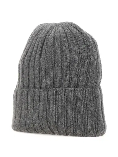 Not Shy Dora Ribbed Beanie Hat In Gray