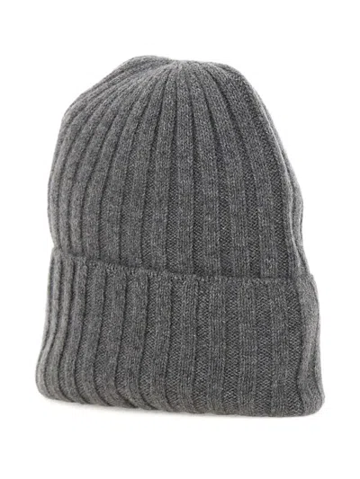 Not Shy Dora Ribbed Beanie Hat In Gray