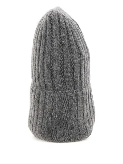 Not Shy Dora Ribbed Beanie Hat In Gray