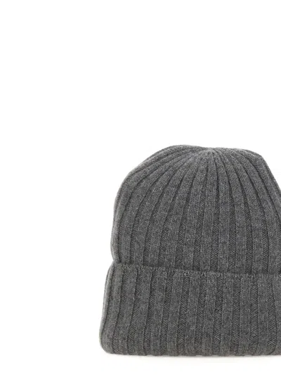Not Shy Dora Ribbed Beanie Hat In Gray