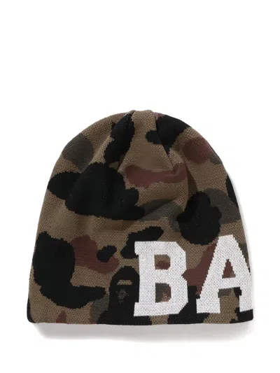 A Bathing Ape Camouflage-pattern Beanie Hat In Brown