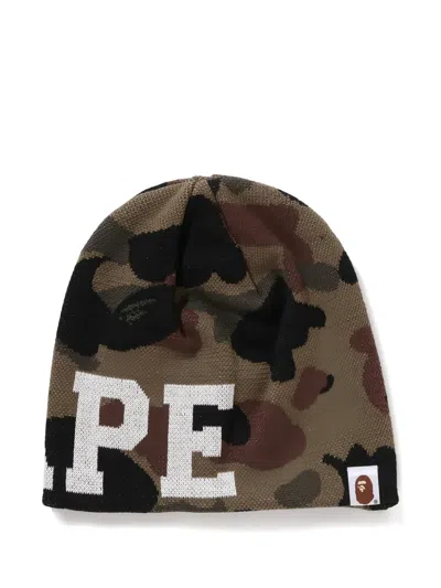 A Bathing Ape Camouflage-pattern Beanie Hat In Brown