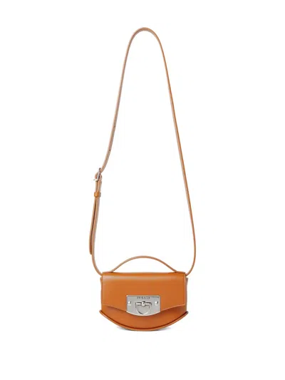 Durazzi Milano Curved Leather Handbag In Brown