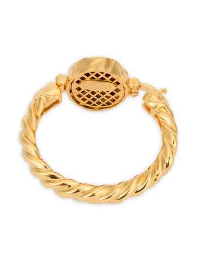 Roberto Cavalli Twisted Ruby-stone Bangle In Gold