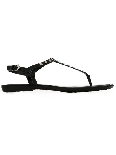 Tod's Studded Flat Sandals In Black