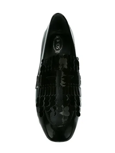 Tod's Tassel Detail Loafers In Black