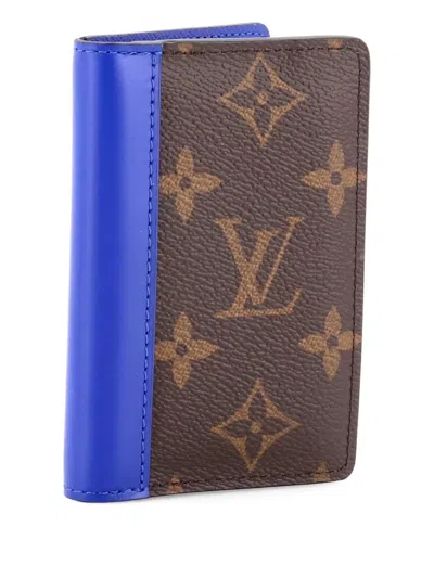 Pre-owned Louis Vuitton Pocket Organizer Macassar Monogram Canvas And Leather Small Wallets In Blue