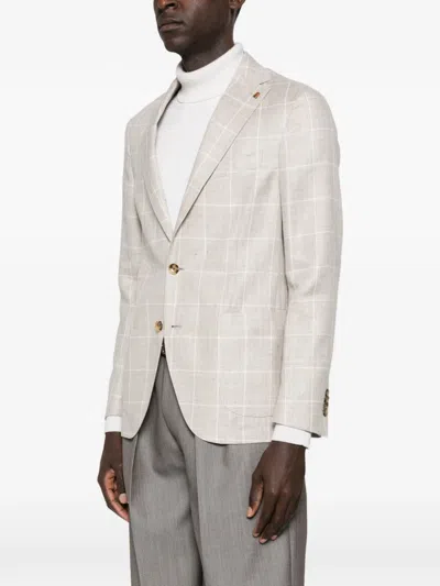 Latorre Check-pattern Single-breasted Blazer In White