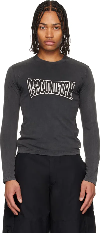 032c Black One Dollar Bill Tight Longsleeve T-shirt In Black