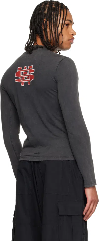 032c Black One Dollar Bill Tight Longsleeve T-shirt In Black