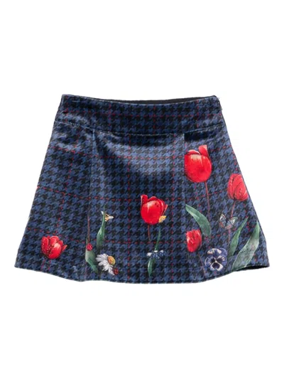 Lapin House Floral-print Pleated Skirt In Blue