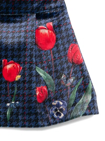 Lapin House Floral-print Pleated Skirt In Blue