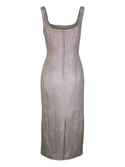 Adam Lippes Square-neck Dress In Metallic