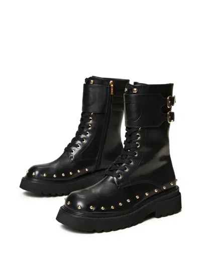 Twinset Buckle-studded Lace-up Combat Boots In Multi