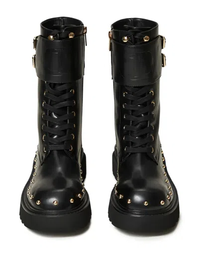 Twinset Buckle-studded Lace-up Combat Boots In Multi
