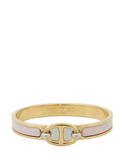 Pre-owned Hermes 2000-2025 Enamel Mini Clic Chaine D Ancre Bracelet Pm Costume Bracelet In Pink