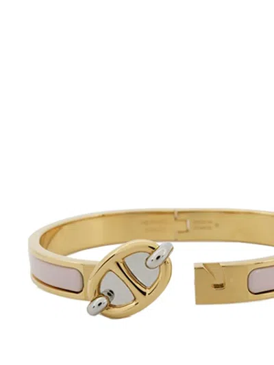 Pre-owned Hermes 2000-2025 Enamel Mini Clic Chaine D Ancre Bracelet Pm Costume Bracelet In Pink