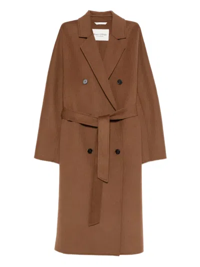 Marc O'polo Double-breasted Belted Coat In Brown