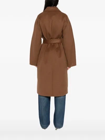 Marc O'polo Double-breasted Belted Coat In Brown