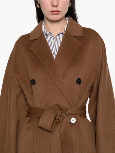 Marc O'polo Double-breasted Belted Coat In Brown