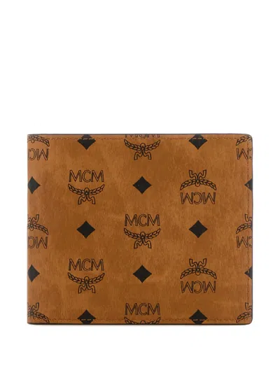 Mcm Visetos Monogram Wallet In Brown