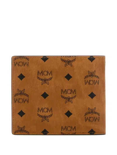 Mcm Visetos Monogram Wallet In Brown