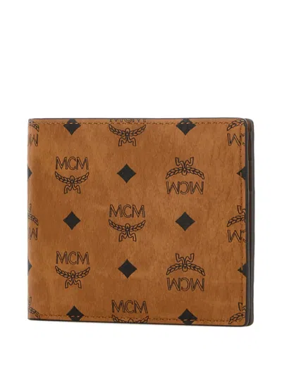 Mcm Visetos Monogram Wallet In Brown
