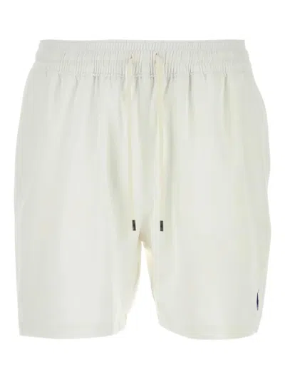 Polo Ralph Lauren White Stretch Polyester Swimming Shorts In Multi